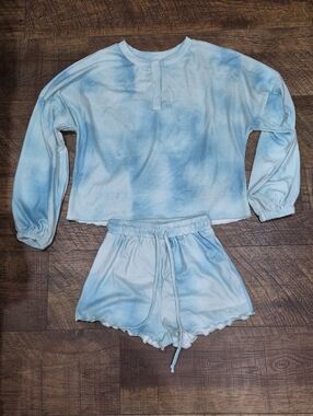 Women's Size Small Tie-Dye Cloud Blue Pajama Set Lingerie Coquette Girl